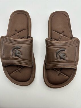 Michigan State Spartan Logo Slide Sandals Size 10 NWOT